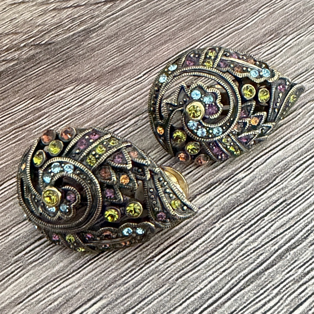 Vintage and Elegant Multicolor Crystal Earrings by Heidi Daus